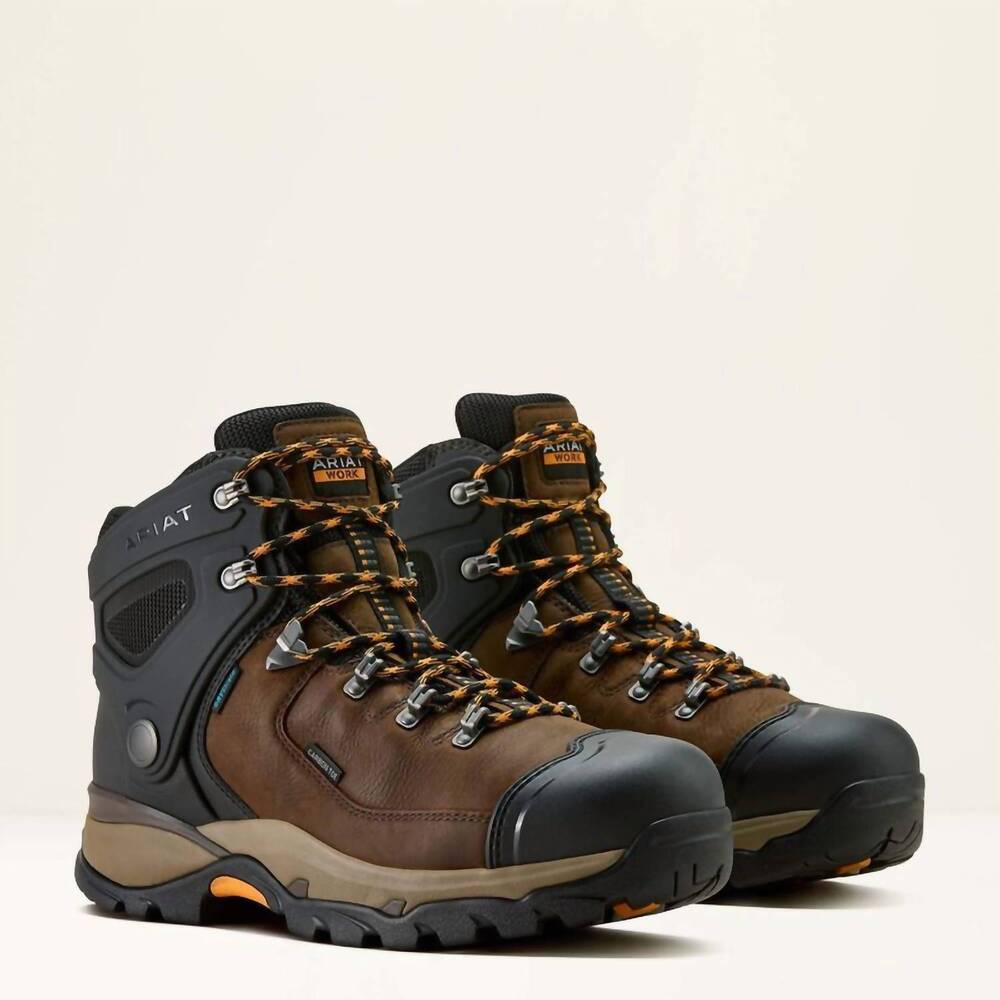 NEW ARIAT men's endeavor 6" waterproof carbon toe work boots in dark brown